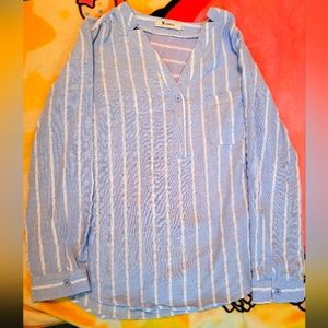 Blue and White Striped Blouse